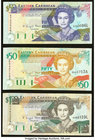 East Caribbean States Central Bank 50; 100 Dollars ND (1993) Pick 29l; 30l; 50 Dollars ND (2000) Pick 40a Very Fine-Extremely Fine or Better. 

HID098...