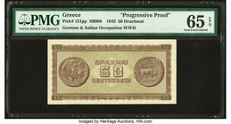 Greece German Occupation 50 Drachmai 1943 Pick 121pp Progressive Proof PMG Gem Uncirculated 65 EPQ. 

HID09801242017