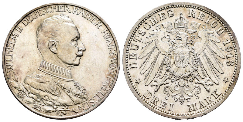 Alemania. Prussia. Wilhelm II. 3 marcos. 1913. Berlín. A. (Km-535). Ag. 16,66 g....