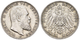 Alemania. Wurttemberg. Wilhelm II. 5 marcos. 1908. Freudenstadt. F. (Km-635). Ag. 16,64 g. EBC-. Est...30,00.