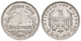 Alemania. 1 reichsmark. 1934. Berlín. A. (Km-78). Ni. 4,81 g. Golpecito en el canto. EBC+. Est...15,00.