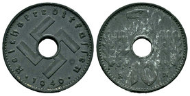 Alemania. 10 reichspfening. 1940. Berlín. A. (Km-99). Zn. 3,33 g. Moneda militar para circular únicamente en los territorios conquistados. EBC. Est......