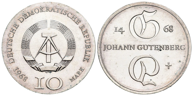 Alemania. 10 marcos. 1968. (Km-20.1). Ag. 17,21 g. V Centenario de la muerte de ...