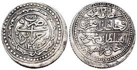 Argelia. Mahmud II. 2 budju. 1242 H (1829). (Km-75). Ag. 9,72 g. MBC+. Est...65,00.