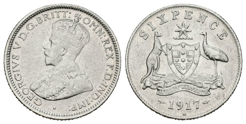 Australia. George V. 6 pence. 1917. Melbourne. M. (Km-25). Ag. 2,81 g. MBC+. Est...