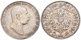 Austria. Franz Joseph I. 5 coronas. 1909. (Km-2814). Ag. 23,96 g. MBC/MBC+. Est...35,00.