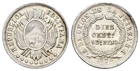 Bolivia. 10 centavos. 1873. FE. (Km-158.1). Ag. 2,46 g. MBC+. Est...30,00.