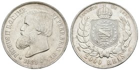 Brasil. Pedro II. 2000 reis. 1888. (Km-485). Ag. 25,54 g. EBC. Est...50,00.