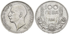 Bulgaria. Boris III. 100 leva. 1934. (Km-45). Ag. 19,90 g. MBC-. Est...20,00.