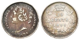 Canadá. Victoria. 10 cents. 1896. (Km-3). Ag. 2,30 g. MBC-. Est...25,00.