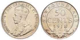 Canadá. George V. 50 cent. 1918. C. (Km-12). Ag. 11,67 g. Escasa. EBC+. Est...110,00.