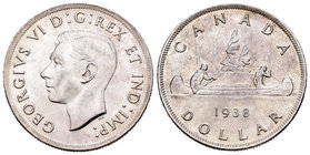 Canadá. George VI. 1 dollar. 1938. (Km-37). Ag. 23,35 g. Rayitas. EBC-. Est...80,00.
