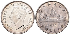 Canadá. George VI. 1 dollar. 1945. (Km-37). Ag. 23,32 g. Escasa. EBC-. Est...200,00.
