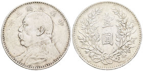 China. Yuan Shih Kai. 1 dollar. 1914 (Año 3). (Km-Y329). Ag. 26,84 g. MBC. Est...60,00.