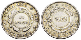 Costa Rica. 1 colón. 1923. JCV. (Km-164). Ag. 9,82 g. EBC. Est...25,00.