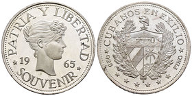 Cuba. 1 peso souvenir. 1965. (Km-X M5.1). Ag. 27,06 g. Cubanos en Exilio. PROOF. Est...50,00.
