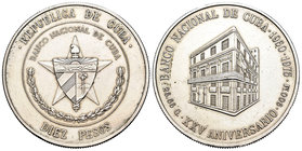 Cuba. 10 pesos. 1975. (Km-39). Ag. 26,65 g. 25º Aniversario Banco de Nacional de Cuba. Limpiada. EBC. Est...18,00.