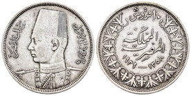 Egipto. 10 piastras. 1358 H (1939). (Km-367). Ag. 13,98 g. MBC+. Est...35,00.