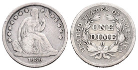 Estados Unidos. 10 cents. 1839. Nueva Orleans. O. (Km-63.1). Ag. 2,60 g. BC+. Est...30,00.