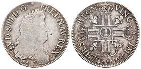 Francia. Luis XIV. Ecu. 1691. Lille. L. (Gad-184). (Duplessy-1515A). Ag. 26,54 g. BC+/MBC-. Est...190,00.