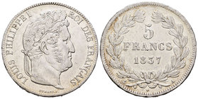 Francia. Louis Philippe I. 5 francos. 1837. París. A. (Km-794.1). Ag. 244,86 g. BC+. Est...18,00.