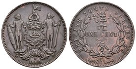 British North Borneo. 1 céntimo. 1889. Heaton. H. (Km-2). Ae. 9,40 g. Golpecitos en canto. MBC+. Est...50,00.