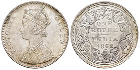 India Británica. Victoria. 1 rupia. 1862. (Km-473.1). Ag. 11,75 g. EBC+/SC-. Est...45,00.