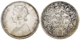 India Británica. Victoria. 1 rupia. 1878. (Km-492). Ag. 11,50 g. MBC-. Est...18,00.