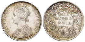 India Británica. Victoria. 1 rupia. 1879. (Km-492). Ag. 11,73 g. MBC+/EBC-. Est...35,00.