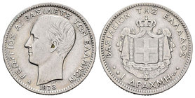 Grecia. George I. 1 dracmas. 1873. París. A. (Km-38). Ag. 4,89 g. BC+. Est...25,00.