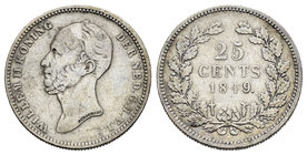 Holanda. Wilhelm II. 25 cents. 1849. (Km-76). Ag. 3,52 g. BC+. Est...20,00.