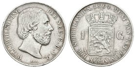 Holanda. Guillermo III. 1 gulden. 1864. (Km-93). Ag. 9,89 g. MBC. Est...30,00.