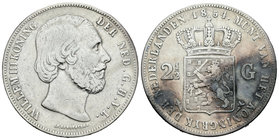 Holanda. Wilhelm II. 2 1/2 gulden. 1854. (Km-82). Ag. 24,64 g. BC+. Est...20,00.