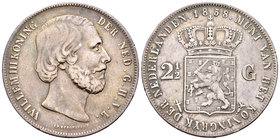 Holanda. Wilhelm III. 2 1/2 gulden. 1858. (Km-82). Ag. 24,59 g. MBC. Est...30,00.