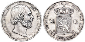 Holanda. Wilhelm II. 2 1/2 gulden. 1866. Utrecht. (Km-82). Ae. 24,83 g. Limpiada. MBC. Est...30,00.