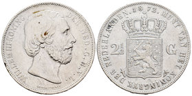 Holanda. Wilhelm III. 2 1/2 gulden. 1872. (Km-82). Ag. 24,84 g. Golpecitos. Limpiada. MBC-. Est...12,00.