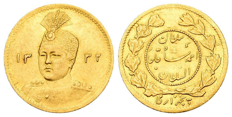 Irán. Sultán Ahmad Shah. Toman. 1332 H (1913). (Km-1074). Au. 1,45 g. EBC. Est.....