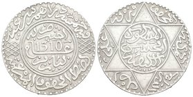 Marruecos. Moulay Abd al Hasan I. 5 dirhem. 1310 H. París. (Km-Y7). Ag. 14,49 g. MBC+. Est...40,00.