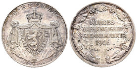 Noruega. 2 coronas. 1905. (Km-363). Ag. 14,95 g. Tono. SC-. Est...70,00.