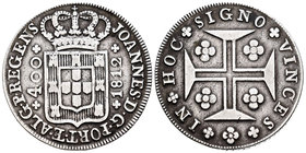 Portugal. Joao VI. 400 reis. 1812. (Km-331). Ag. 14,60 g. MBC. Est...35,00.