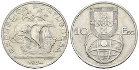 Portugal. 10 escudos. 1954. (Km-586). Ag. 12,49 g. EBC+. Est...12,00.