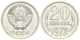 Rusia. 20 kopecks. 1972. (Km-Y132). Cu-Ni. 3,43 g. Brillo original. Rara. SC. Est...70,00.