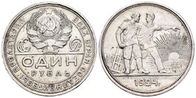 Rusia. 1 rublo. 1924. (Km-Y90.1). Ag. 19,95 g. EBC-. Est...50,00.