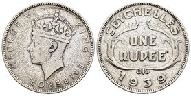 Seychelles. George VI. 1 rupia. 1939. (Km-4). Ag. 11,45 g. BC+/MBC-. Est...18,00.