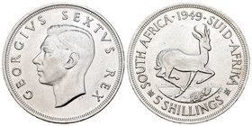 Sudáfrica. Jorge VI. 5 shillings. 1949. (Km-40.1). Ag. 28,24 g. EBC-. Est...25,00.