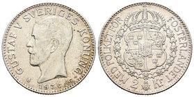 Suecia. Gustaf V. 2 kroner. 1936. G. (Km-787). Ag. 14,97 g. MBC+. Est...25,00.