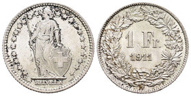 Suiza. 1 franco. 1911. Berna. B. (Km-24). Ag. 5,01 g. EBC-/EBC. Est...20,00.