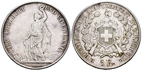 Suiza. 5 francos. 1872. Zurich. (Km-X-S11). Ag. 24,84 g. Festival de Tiro. EBC-. Est...100,00.