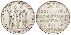 Suiza. 5 francos. 1941. Berna. B. (Km-44). Ag. 14,95 g. 650º Aniversario de la Confederación Helvética. EBC+. Est...35,00.