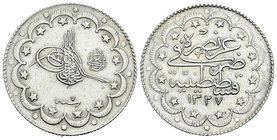 Turquía. Muhammad V. 10 kurush. 1327/7 H (1915). (Km-751). Ag. 11,94 g. EBC-. Est...30,00.